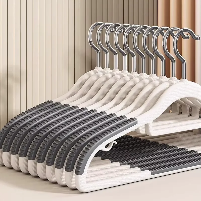 10 Piece Set Of Heavy-Duty Dry And Wet Hangers With Anti Slip Pads Saving Space With a 0.2-Inch Thick Ultra Light Organizer