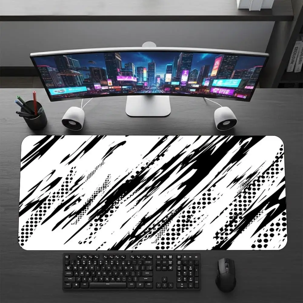 Black White Ink Fluid Swirl XXL Large Mouse Pad Abstract Marble Deskmat Non-Slip Rubber Gamer Keyboard Mausepad Desk Mats