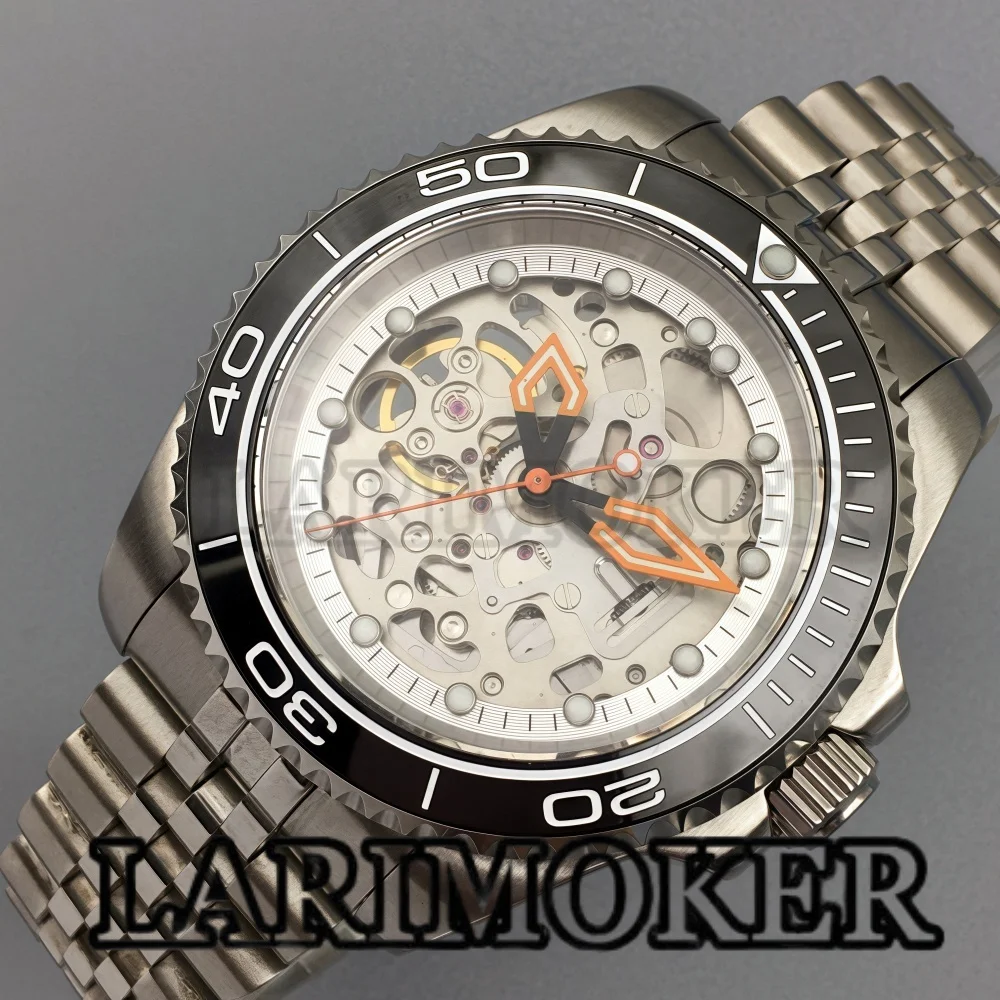 LARIMOKER NH70 Sports Men's Diving Watch Waterproof Glow Transparent Hollow Dial Sapphire Glass Stainless Steel Watch