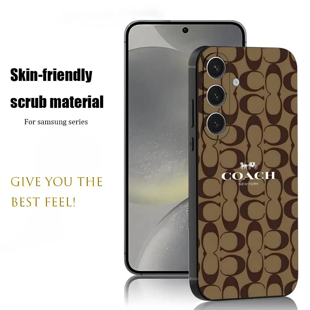 Fashion Luxury Phone Case For Samsung Galaxy S26 S25 S24 S23 S22 S21 Plus Ultra C-CoachEs-S Note20 Soft Black