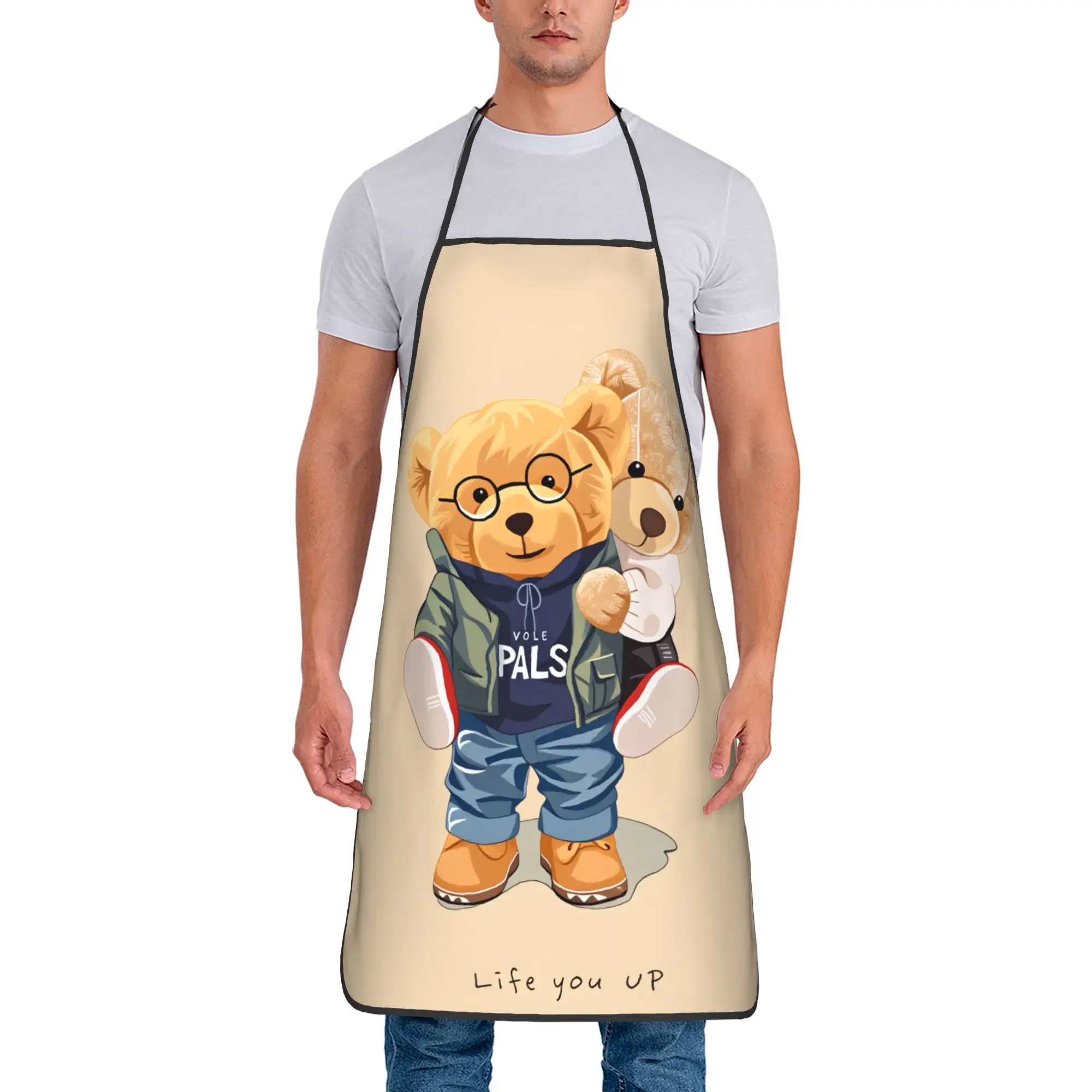 

Фартук с принтом «Мишка играет в бадминтон» — милый аксессуар для уборки и работы на кухне, маникюрный фартук без кармана