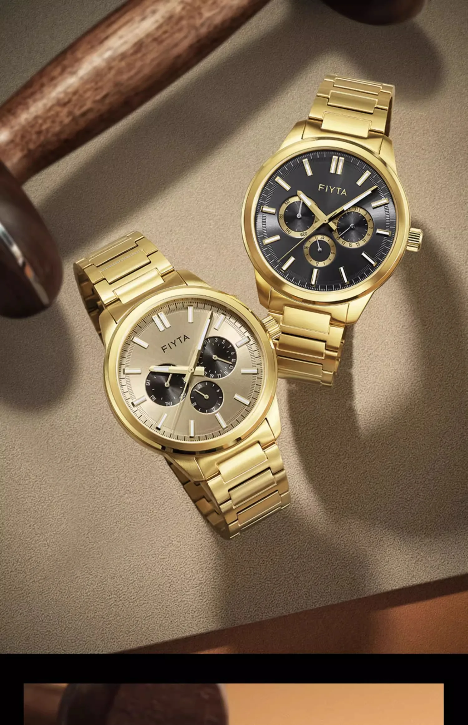 ساعات رجال الأعمال الأصلية من Fiyta، قرص متعدد الوظائف، عقارب مضيئة، مقاومة للماء بطول 50 مترًا، ساعات عصرية للرجال