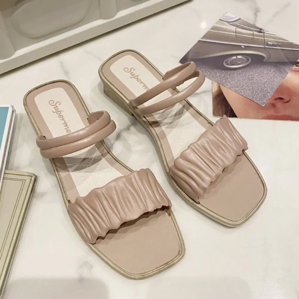 

Fashion Anti Slip Low-heel Slippers Women PVC Hollow Slides Sandals Patchwork Beach Wear Summer Platform Shoes Ladies