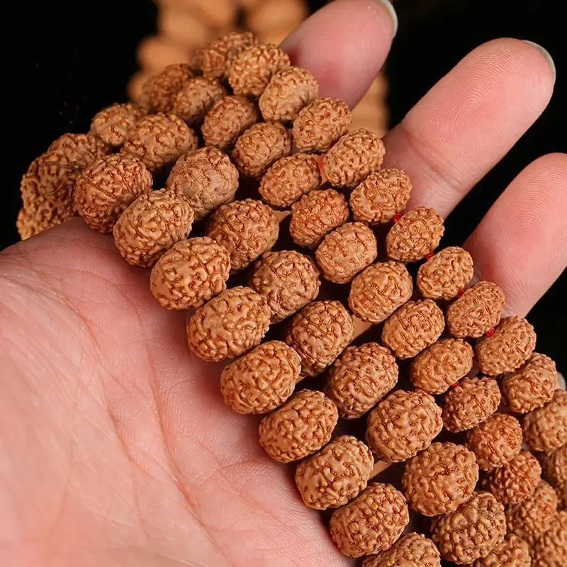 

Nepal Eight Pieces 9 Mukhi UFO Pile Little King Pipal Tree Seeds Rudraksha Necklace Men's 108 Beads Bracelet