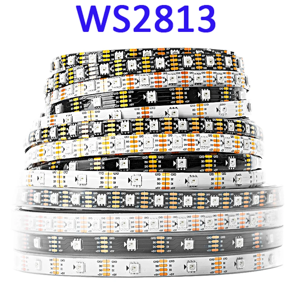 Tira de luces LED direccionable, señal Dual RGB, IC, 3 pines, 4 pines, píxeles, 5m, 12V, WS2811, WS2815, 5V, WS2812B, ECO, WS2813, IP30, 65, 67