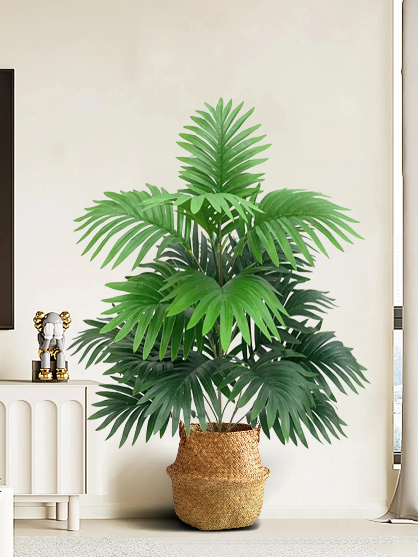 70-80cm Large Artificial Palm Tree Tropical Green Leaves Fake Plants Plastic Monstera Faux Tree Branch for Home Kitchen Decor image 2
