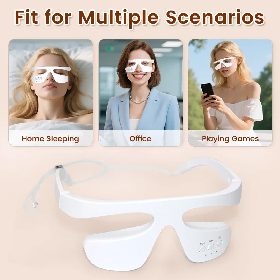 Urządzenie do terapii światłem czerwonym pod oczy, okulary do terapii światłem czerwonym, ładowane przez USB, 4 tryby, masażer do oczu redukujący worki pod oczami i cienie.