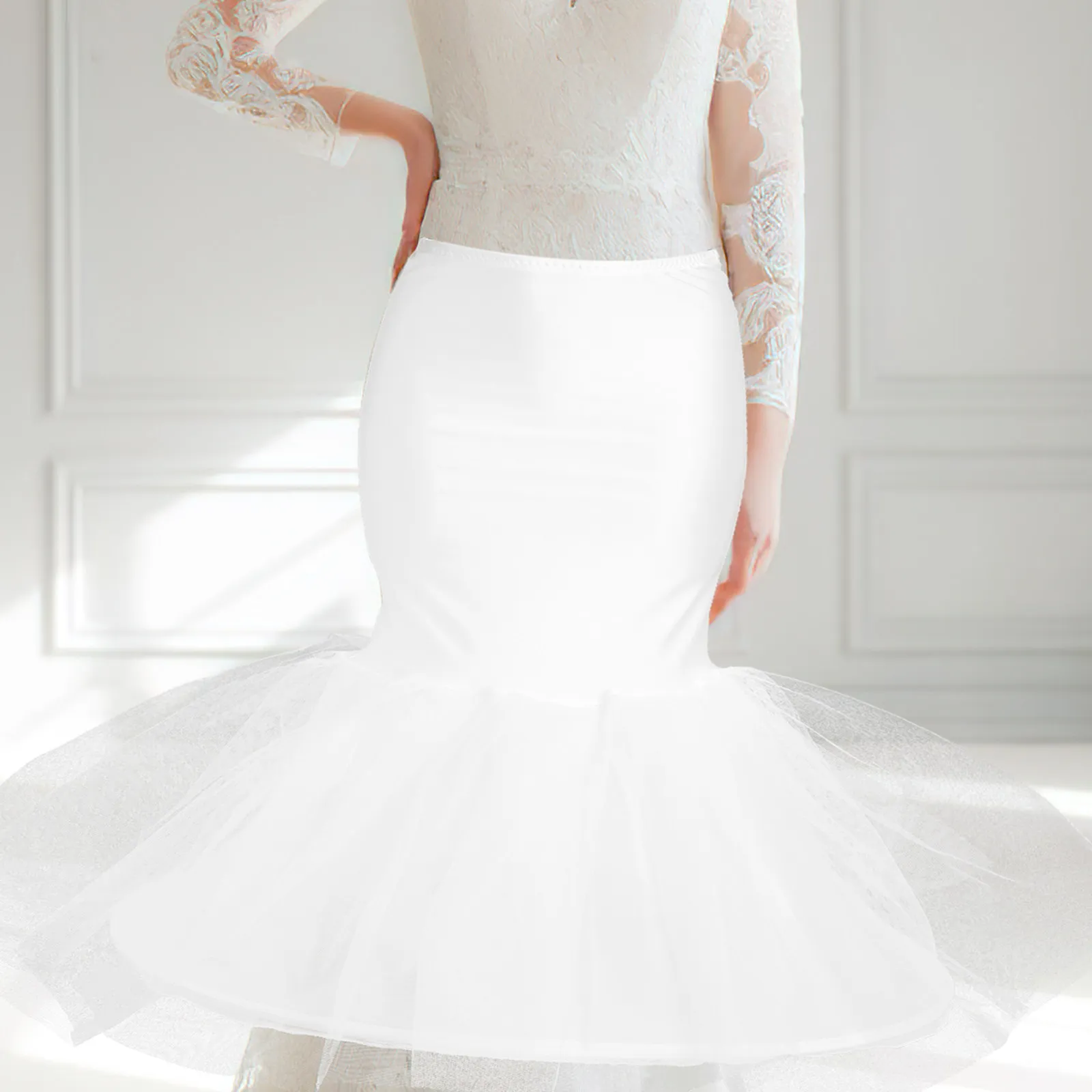 

Size Mermaid Skirt Wedding Dress Bridal Petticoat Slips Elastic High Waist Lightweight Breathable Daily Wear
