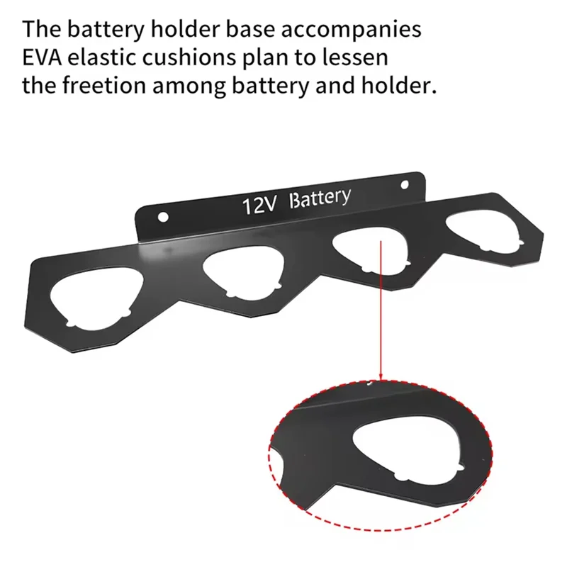 

A26F-Wall Mount Battery Holder With 4 Slots Metal Rack For M12 Li- Battery Tool Bracket Fixing Devices