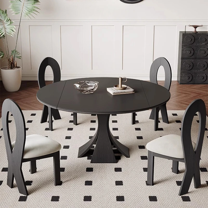 

Nordic Black Dining Tables Modern Simple Solid Wood Living Room Round Table France Dining Room Furnitur Tavoli Da Pranzo FYDT