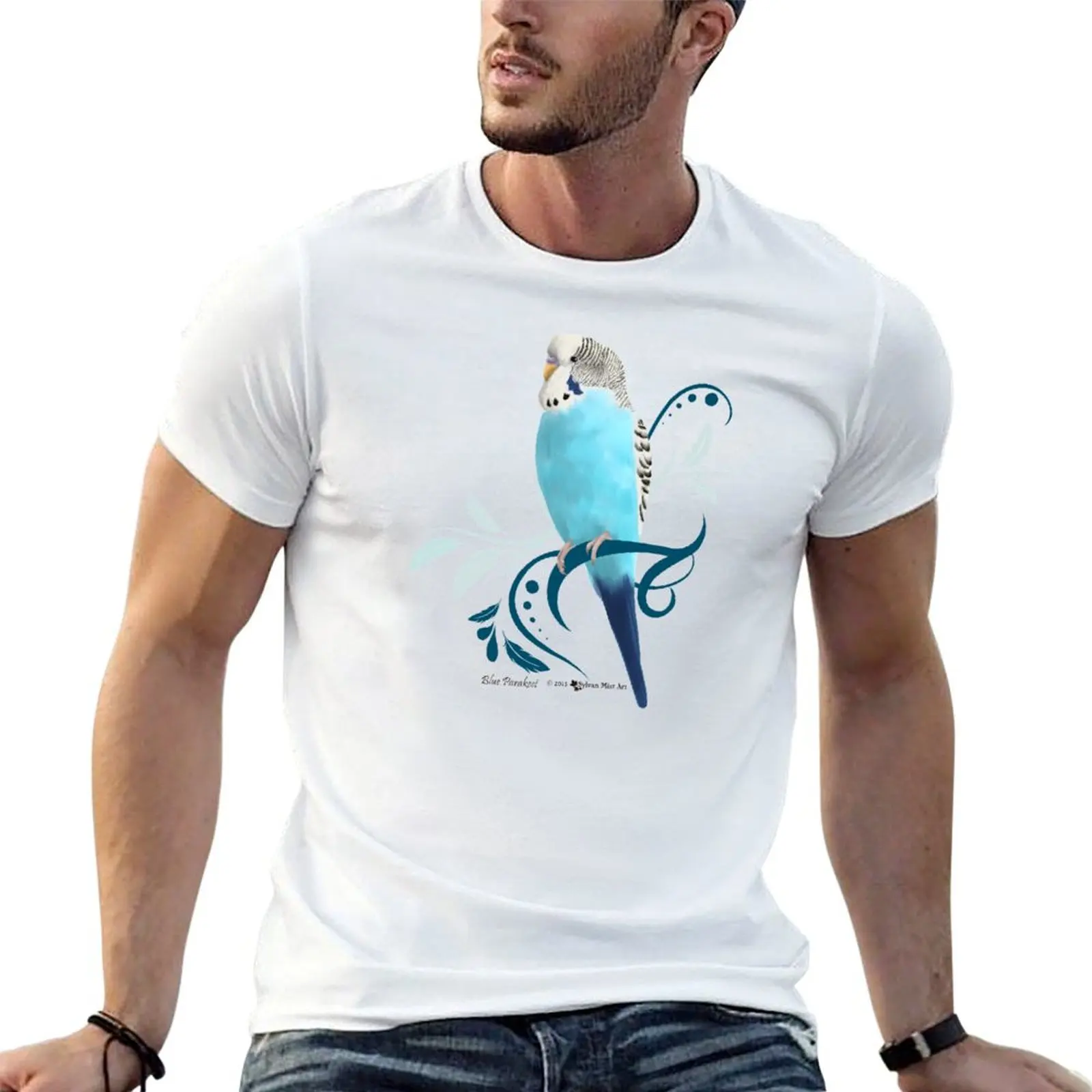 Blue Parakeet T-Shirt Athletic Quick Dry T-Shirt for Men