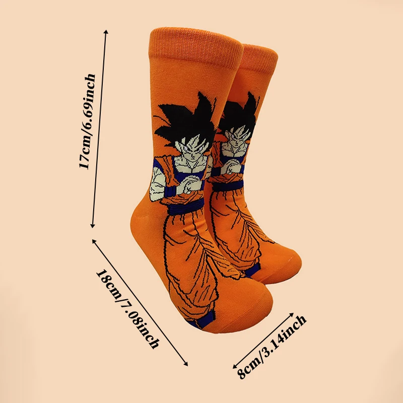 1 Pair Fashion New Dragon Ball Crew Socks Anime Character Printed Medium Socks Men and Women Couple Harajuku Street Style Socks