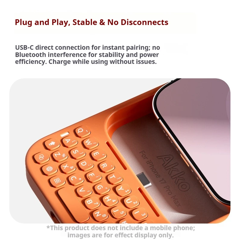 Akko Metakey Mobile Keyboard Suitable For Iphone 17 Promax Protective Phone Case Plug Play White Backlit Magnetic Suction Cute - Image 4