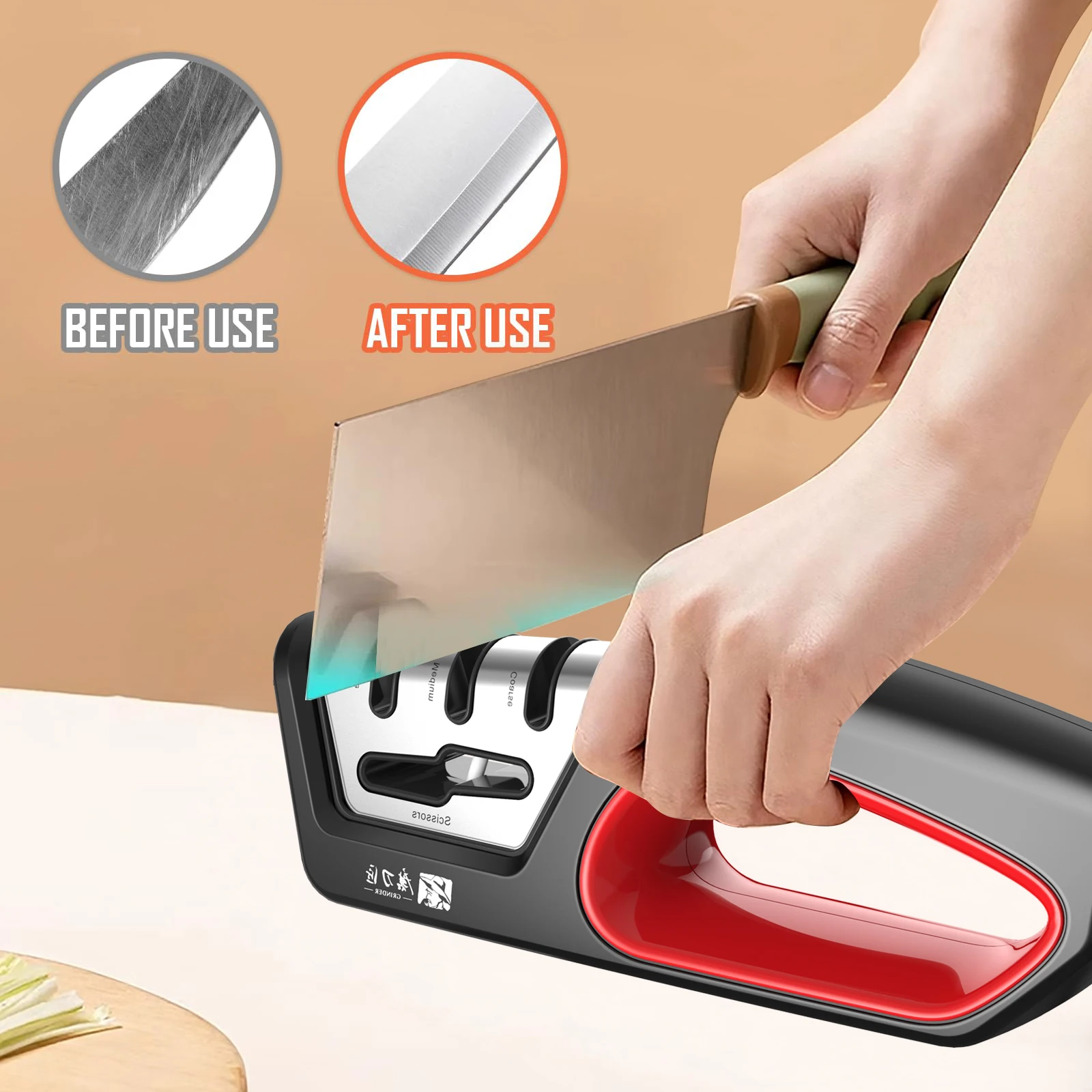 TAIDEA Professional 4-Stage Knife & Scissors Hand Sharpener for Home & Kitchen with Tungsten/Diamond/Ceramic