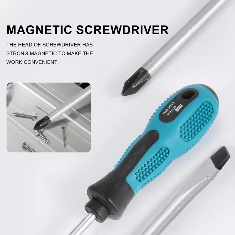 2 Packs 12 Inches Long Slotted And Phillips Screwdriver Flat Blade Screwdriver Magnetic Screwdriver With Rubber Handle