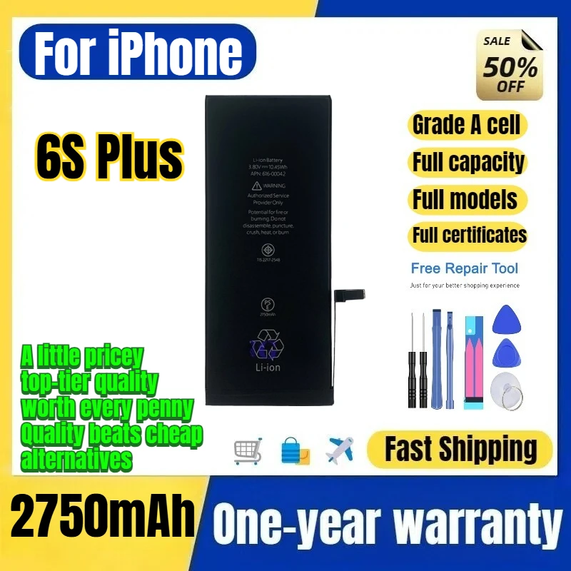 A1634/A1687 para batería de teléfono iPhone 6S Plus 0 ciclos batería de repuesto de alta calidad capacidad Batería grado A con herramientas 2