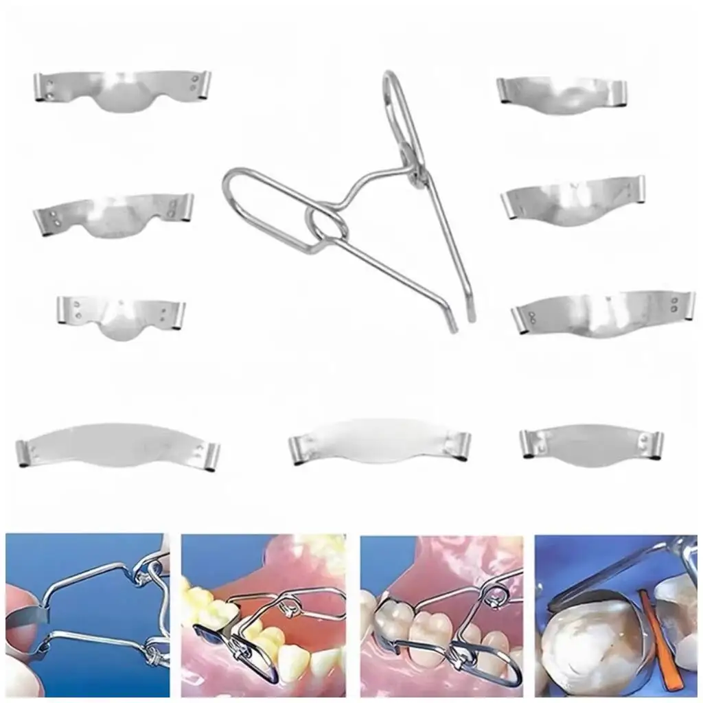 36pcs Dental Matrix Band System for Molar Restoration, Sectional Contoured Metal Bands & Separating Rings Set, Autoclavable