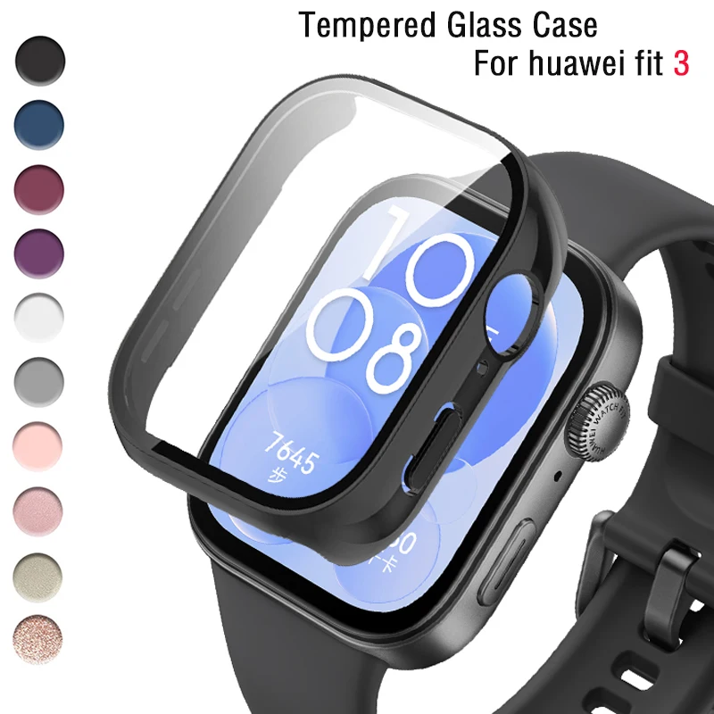 Tempered Glass Case For Huawei Watch Fit 3 Bumper Full Cover Watch Screen Protector For Huawei Watch Fit3 PC Shell Accessories