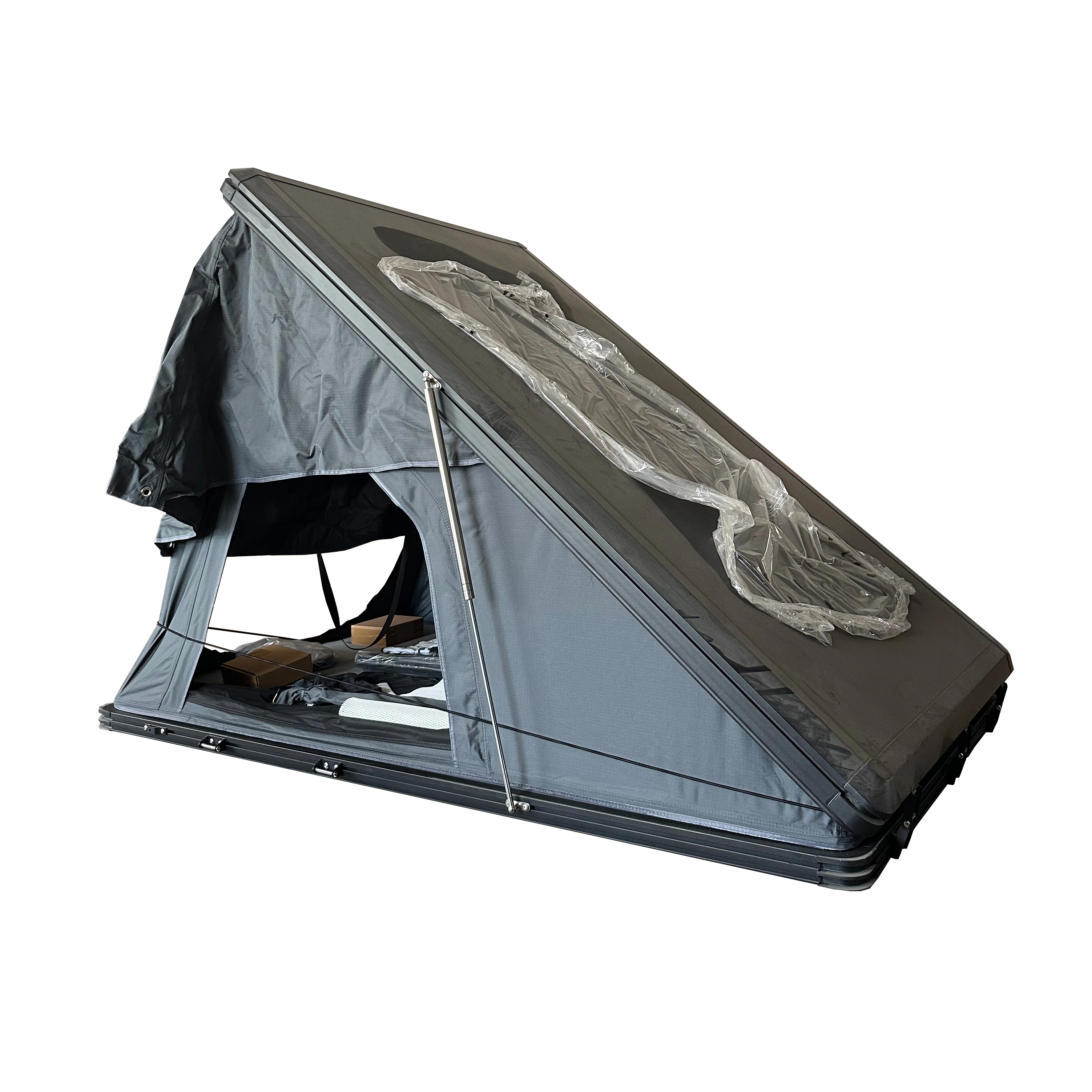 Camping outdoor 2-3 person roof tent, triangular aluminum hard shell, the best roof tent for sale, roof tent hard shell