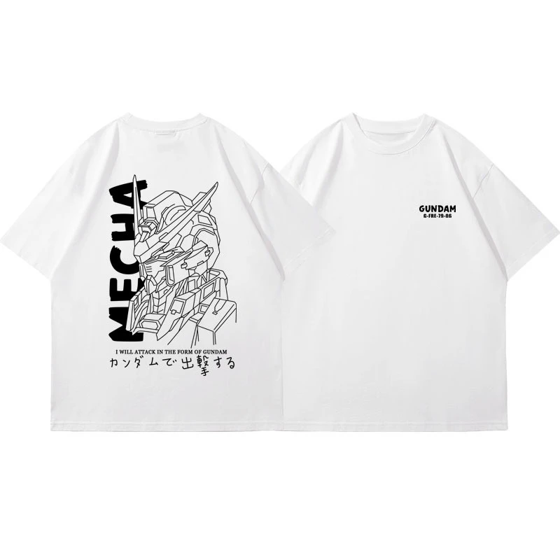 日本のトレンディなブランド夏の新半袖ラインアップロボットオーバーサイズクルーネック Tシャツボトリングシャツ男性綿 Tシャツ