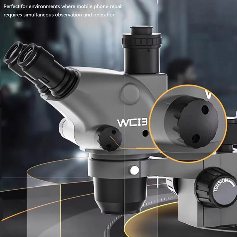 LUOWEI WEI3 7-50X/65X Zoom Stereo Microscope Binocular Trinocular 360° Rotatable Arm for Electronic PCB Repair Jewelry Biology