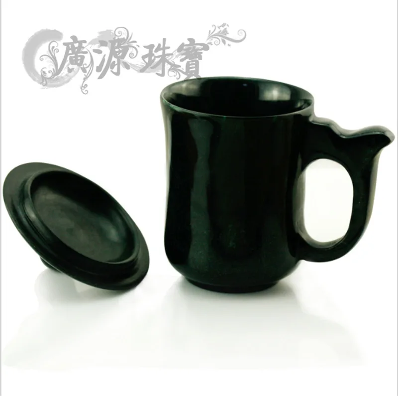 Natural Jade Teacup Magnetic Stone Insulated Mug With Handle And Lid Health Gongfu Teaware Coffee Mugs Jades Cups