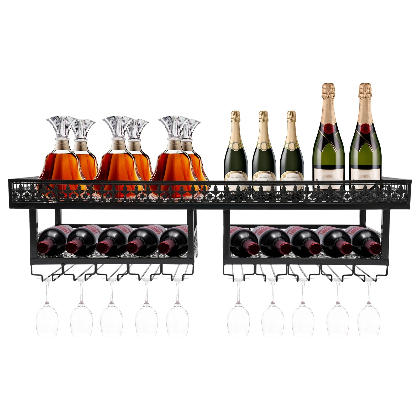 120cm Wine Bottles Rack Hanging Wine Bottle Holder Floating Shelf Ceiling Mounted Shelf  Kitchen Wine Cellar