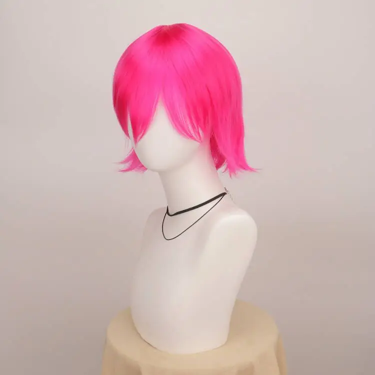 Peruca Cosplay Sintética Resistente Ao Calor, Anime Constrangimento, Curto Rosa Rosa, Dentro Out2, Festa a Traje