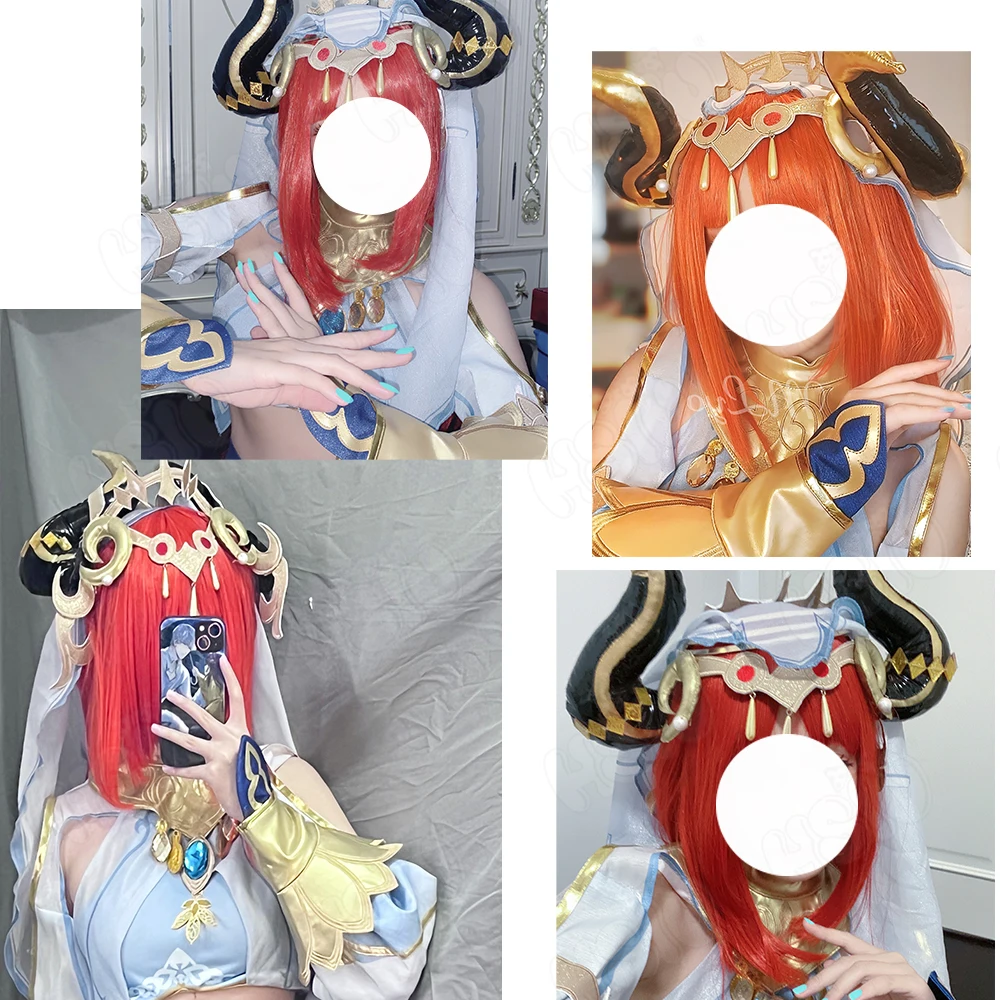 Nilou Cosplay Wig Fiber synthetic wig Game Genshin Impact Cosplay HSIU red long wig+Free wig Cap Genshin Impact wig image 2