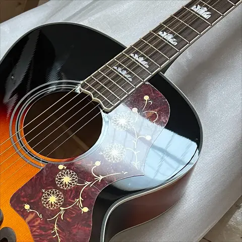Sunburst 43 Inch J200 Acoustic Guitar Rosewood Fingerboard Maple Body with Shell Inlaid