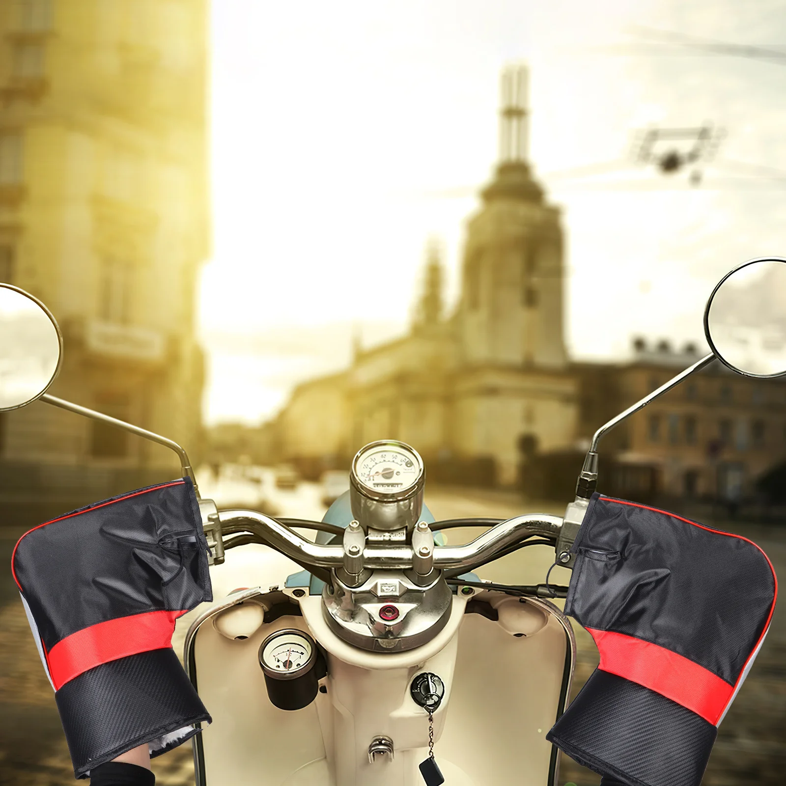 1 زوج الشتاء دراجة كهربائية المقود القفازات يندبروف مقاوم للماء سميكة الدافئة اليد يغطي ليلة عاكسة السلامة والعتاد