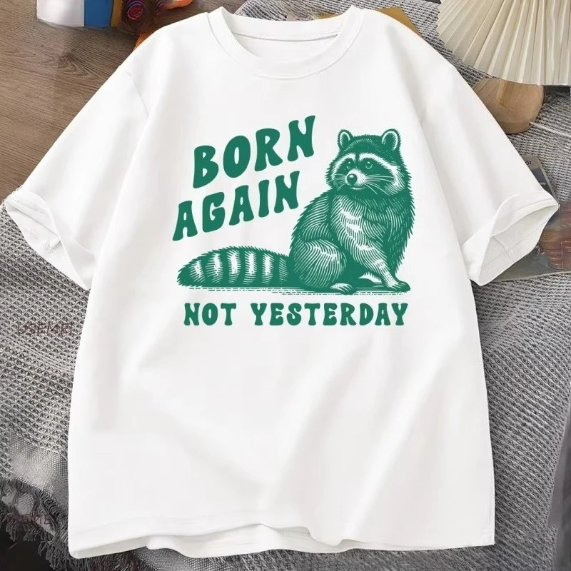 Funny Christian T-Shirt Faith Streetwear Men Women Cotton Tee Religious Raccoon Tshirt Casual Short Sleeve Man Clothes Tops