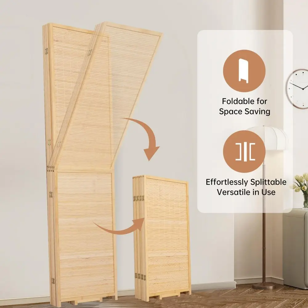 Portable 4-Panel Bamboo Room Divider, 67 Tall, Handcrafted Folding Privacy Screens for Multipurpose Use
