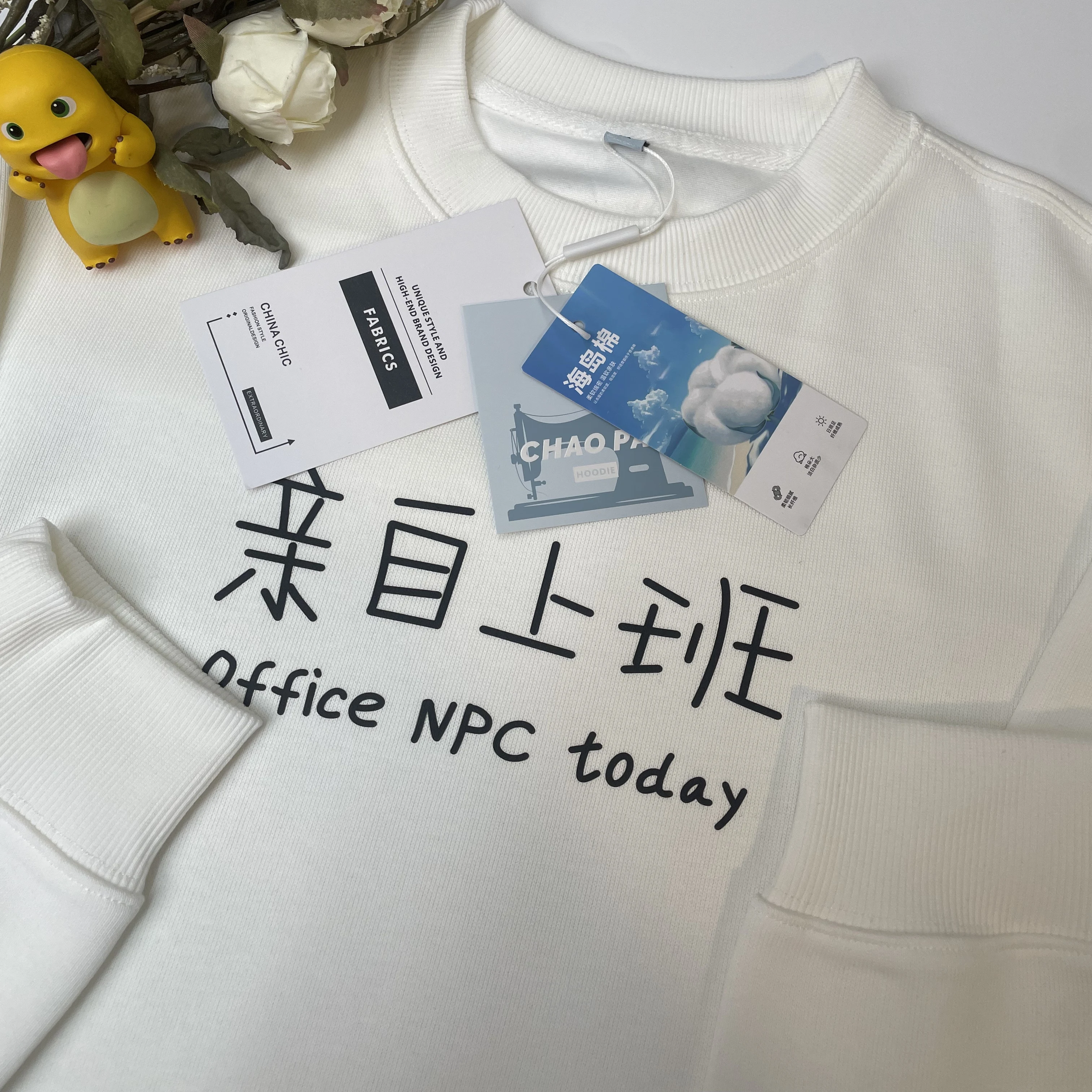 Trendy round Neck Sweatshirt Pure Cotton Men's Text Print Commute Funny Autumn Winter Leisure Comfortable Breathable Sweatshirt