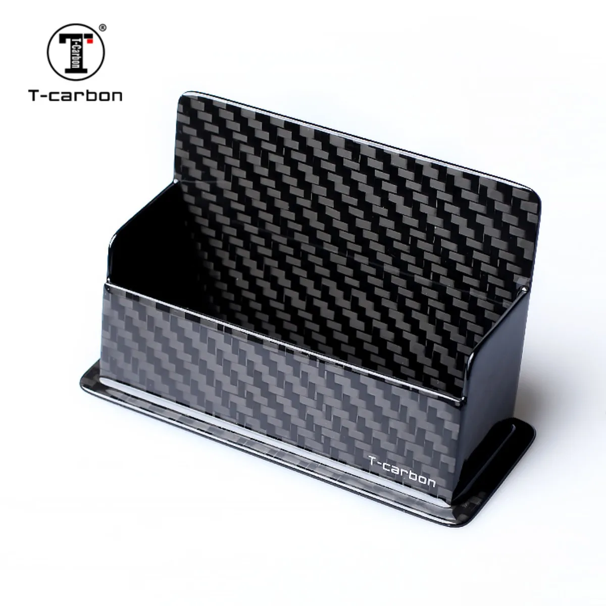 T-carbon Portable Carbon Fiber Business Card Hold Display Stand Desk Deskstop Car Business Card Holder Shelf Box