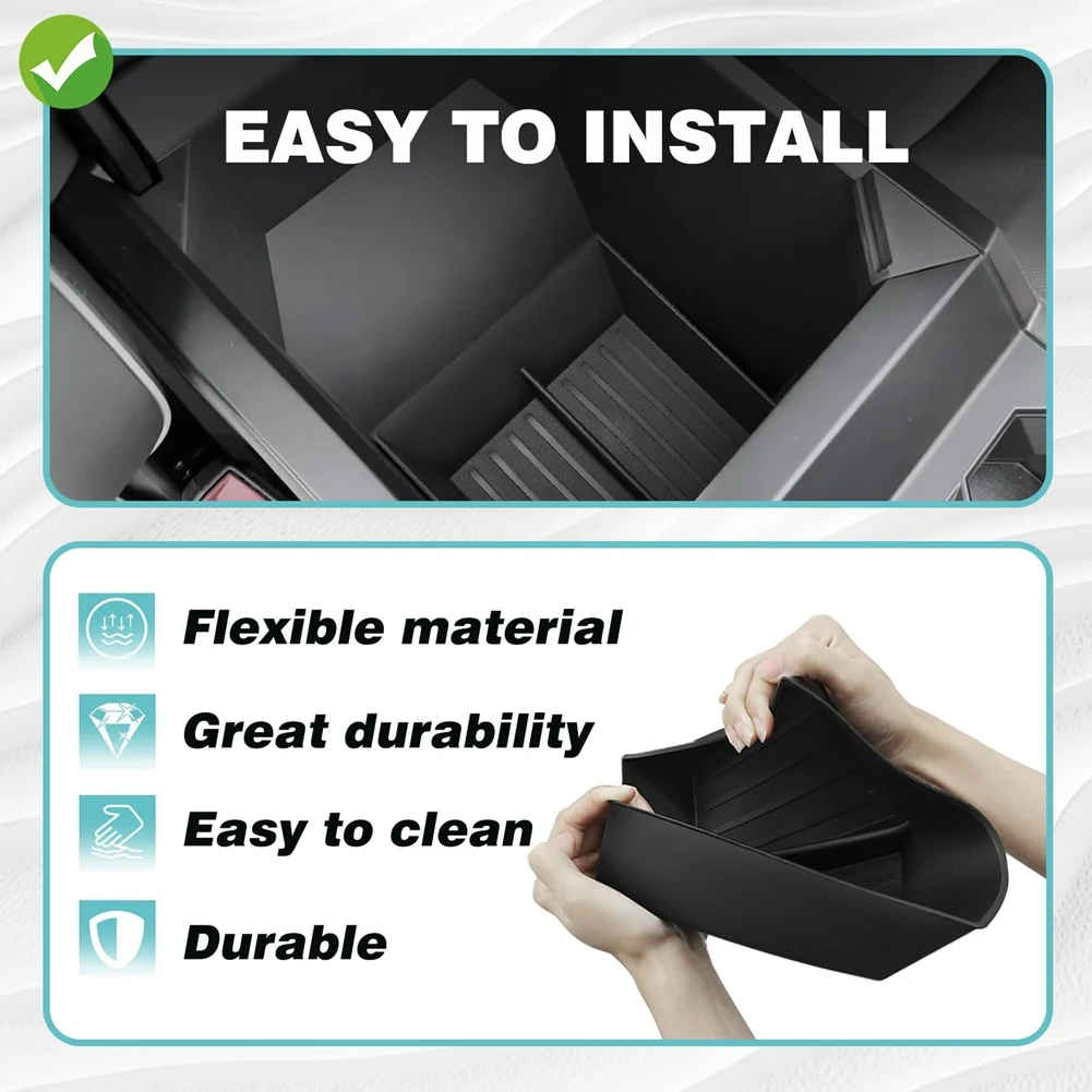 Vassoio organizer inferiore con bracciolo Z0C-h per scatola portaoggetti per vassoio console centrale Tesla Cybertruck 2024