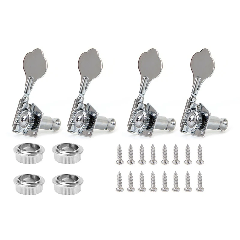 4Pcs Guitar Tuning Pegs Electric Bass Tuner Peg Guitar Open Gear Tuning Pegs Machine Heads for Jazz Bass Guitar Silver