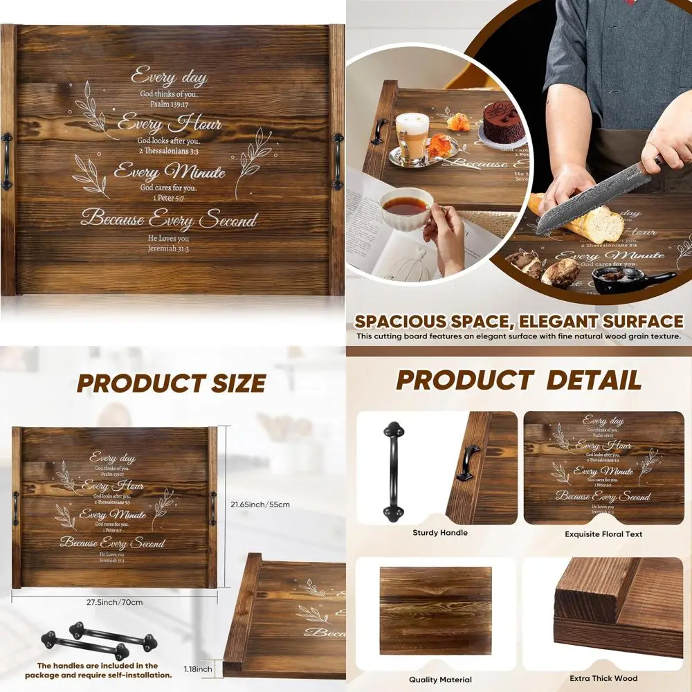 Capa de fogão de madeira estilo fazenda com alças, economizador de espaço de balcão de cozinha para fogões elétricos ou a gás, tampa decorativa de pia a