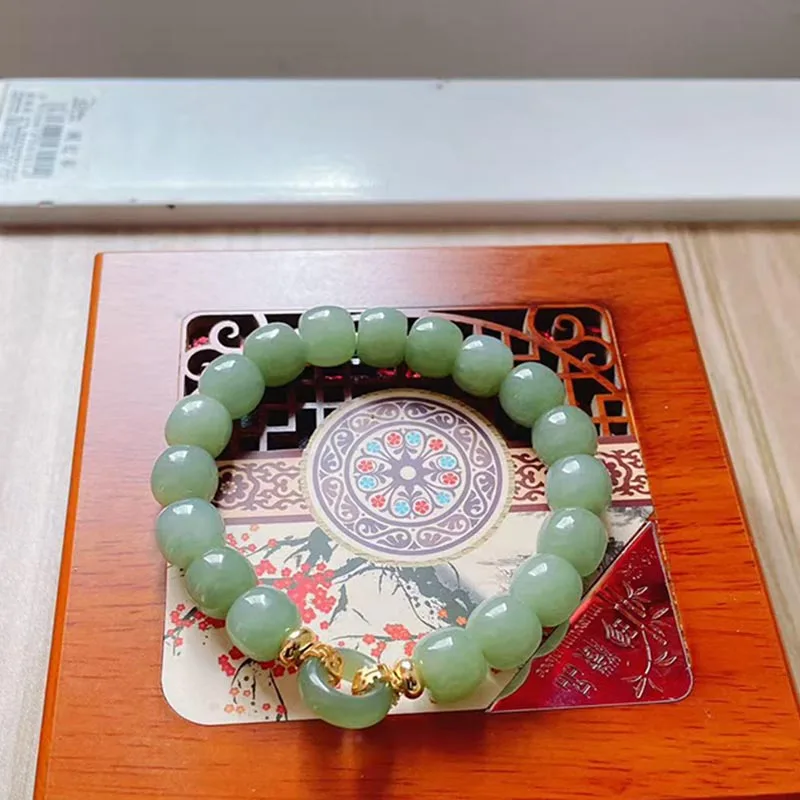 High-End Natural Hetian Green Jade Abacus Bead Bracelet - Exquisite Luxury Fashion Jewelry for the Younger Generation