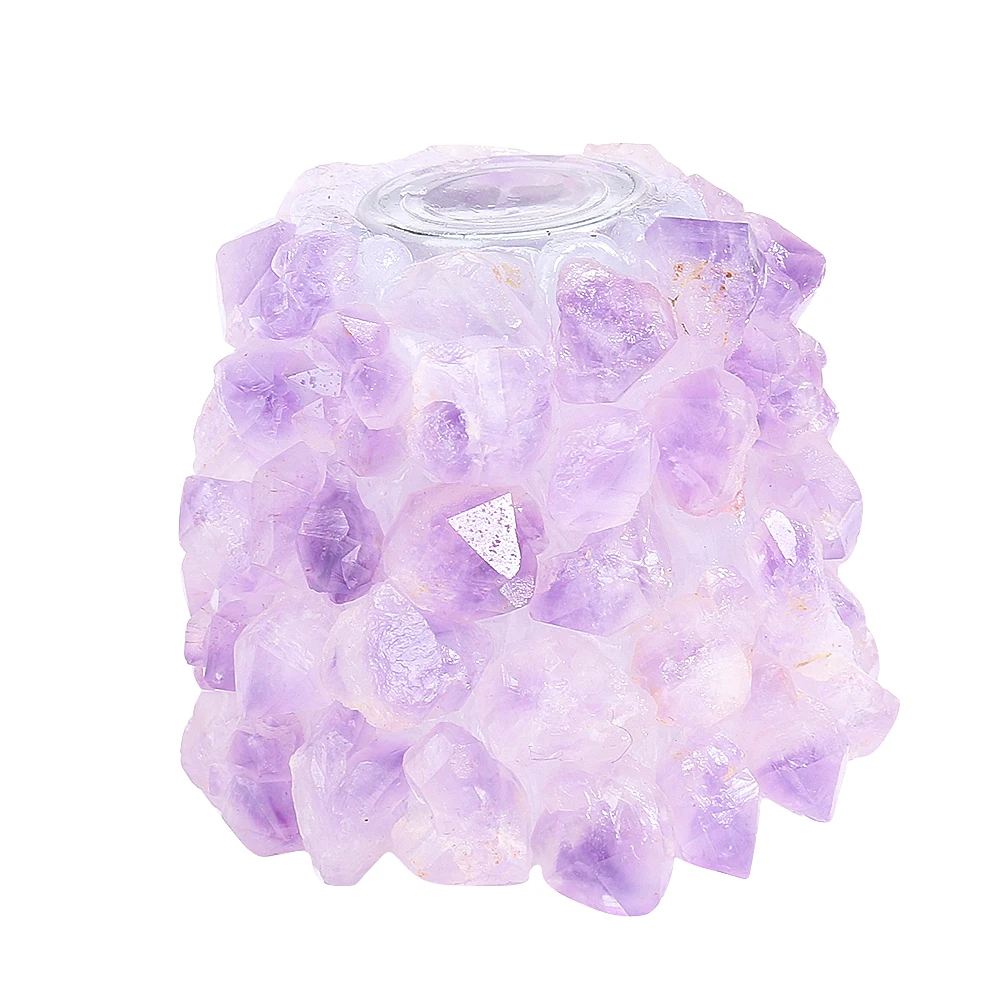 Natural Amethyst Crushed Stone Wax Candle Holders European American Creative Aromatherapy Glim Cup Furniture Home Decor Ornament