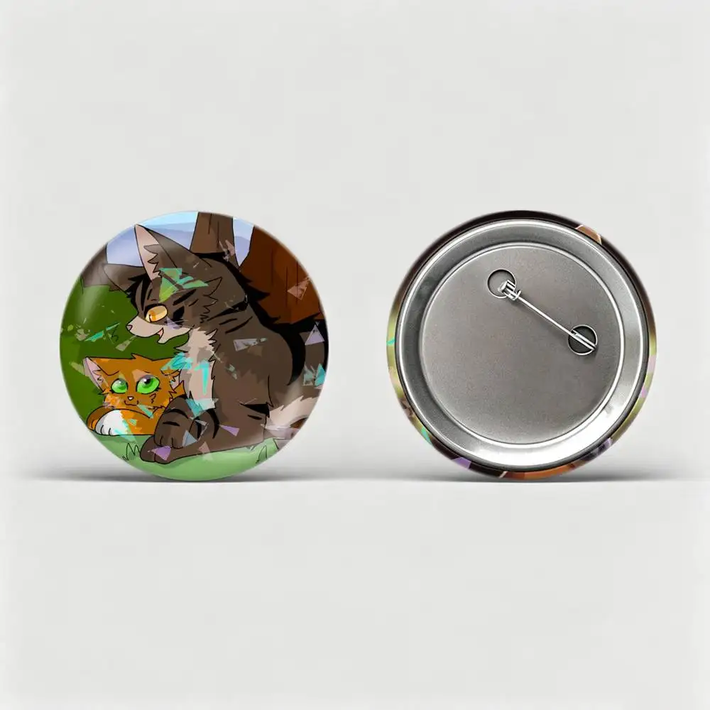 Cute W-Warriors Cats  Badges Creative Tinplate Round Button PinsBrooch Badge Clothes Backpack Custom