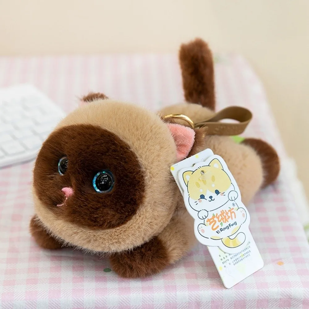 New Realistic Kitten Shape Cat Keychain Lying Cat Sitting Cat Keychain Cute Furry Cat Pendant Backpack Accessories