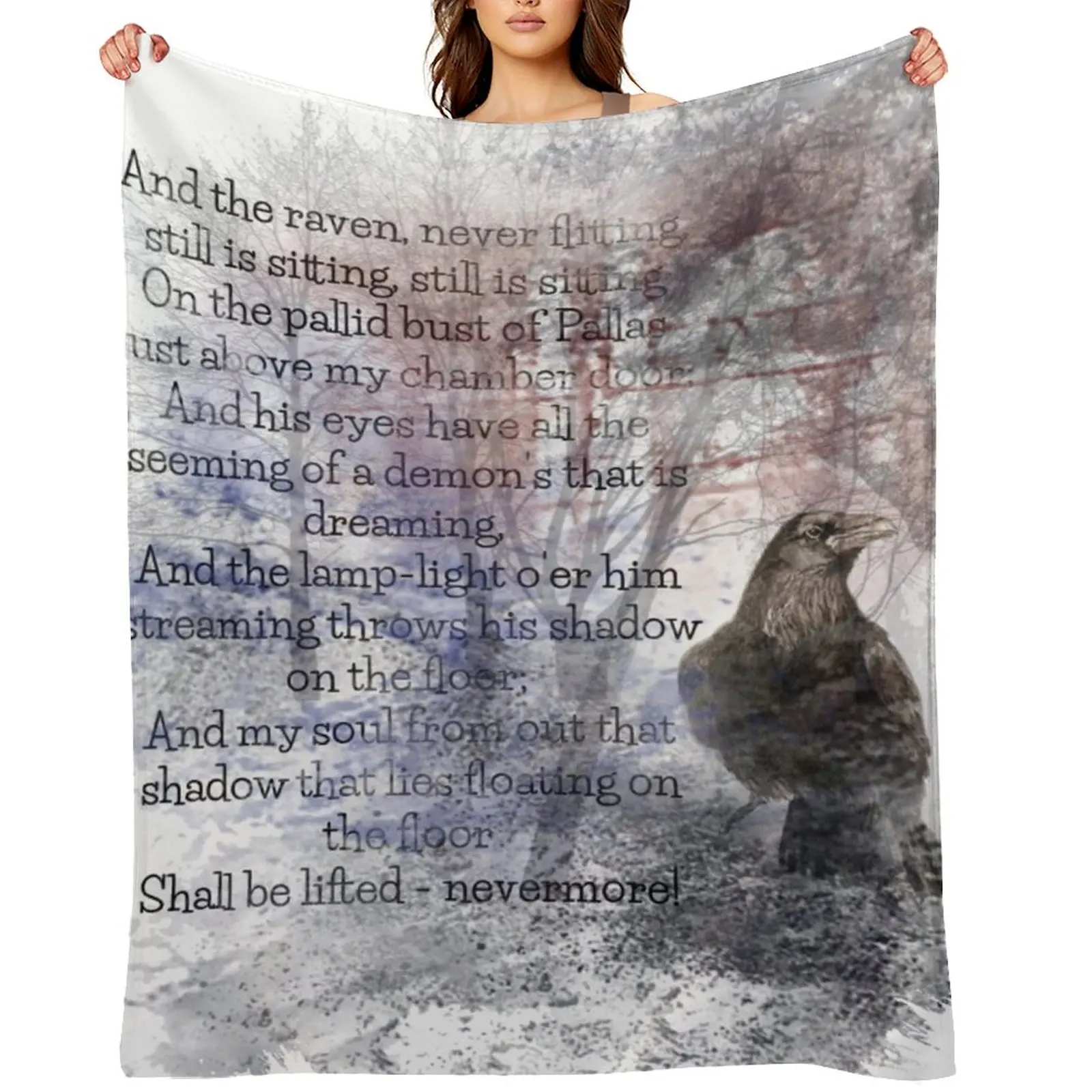 

Edgar Allan Poe Poem The Raven Throw Blanket sofa bed for winter Baby Blankets Sofas Of Decoration Blankets