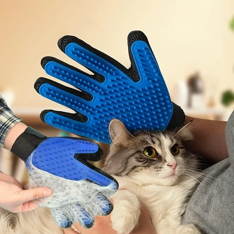 Haarentferner-Handschuhe für die Dusche, Welpen- und Katzenbadebürste, Reinigungs-Silikonkamm-Handschuh, Massage- und Pflegezubehör für Hunde – Detail 3