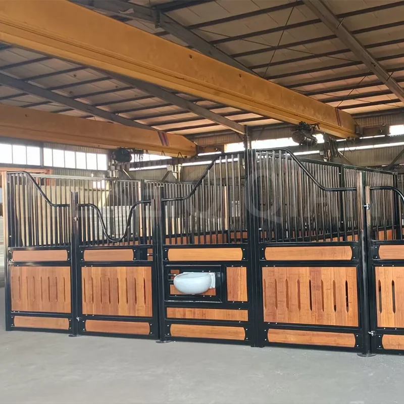 High Grade Security Farm Fence Equipment Roof Metal Steel Horse Stable Bamboo Powder Coating Horse Stalls Stable Front Panels