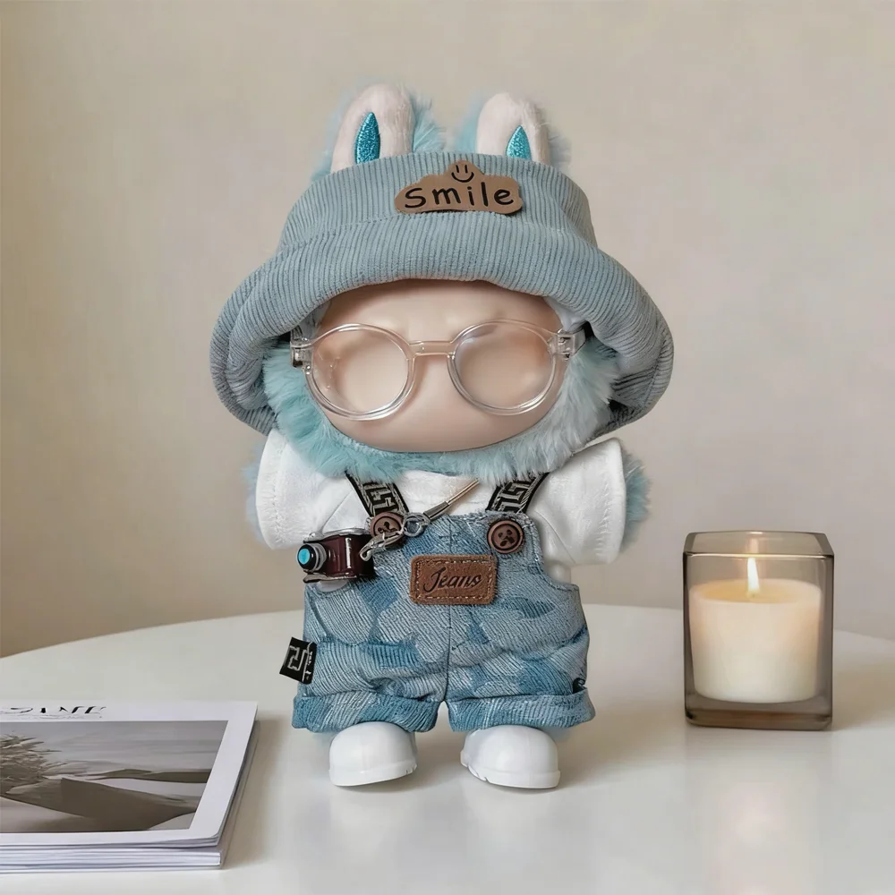 Vestiti per le bambole Vestito Tute da cowboy Set con accessorio per cappello per 17 cm Labubu V1V2V3 Giocattoli in cotone Decorazione Mini vestiti per bambole Festa