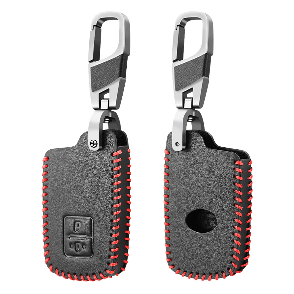 2 Button Genuine Leather Car Remote Key Fob Shell Cover Case For Toyota Auris Camry RAV4 Avalon Yaris Verso 2012-2018