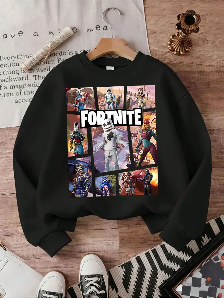 

Детская толстовка FORTNITE с длинными рукавами для девочек и мальчиков, уличная одежда, пуловер, модная детская одежда в стиле аниме, топы, подарок