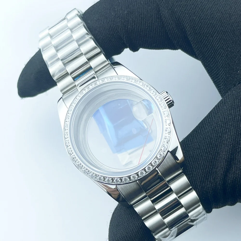 Caso submarino com mostrador ponteiro para modificação do relógio mecânico, movimento constante, caso anel, Log Oyster Style, NH35, NH38, 36 milímetros