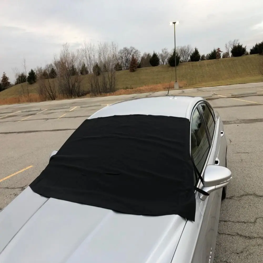 600D Oxford Fabric Car Windshield Cover Black Front/Rear Frost Protection Cover Sunscreen Heat Insulation Car Snow Shield